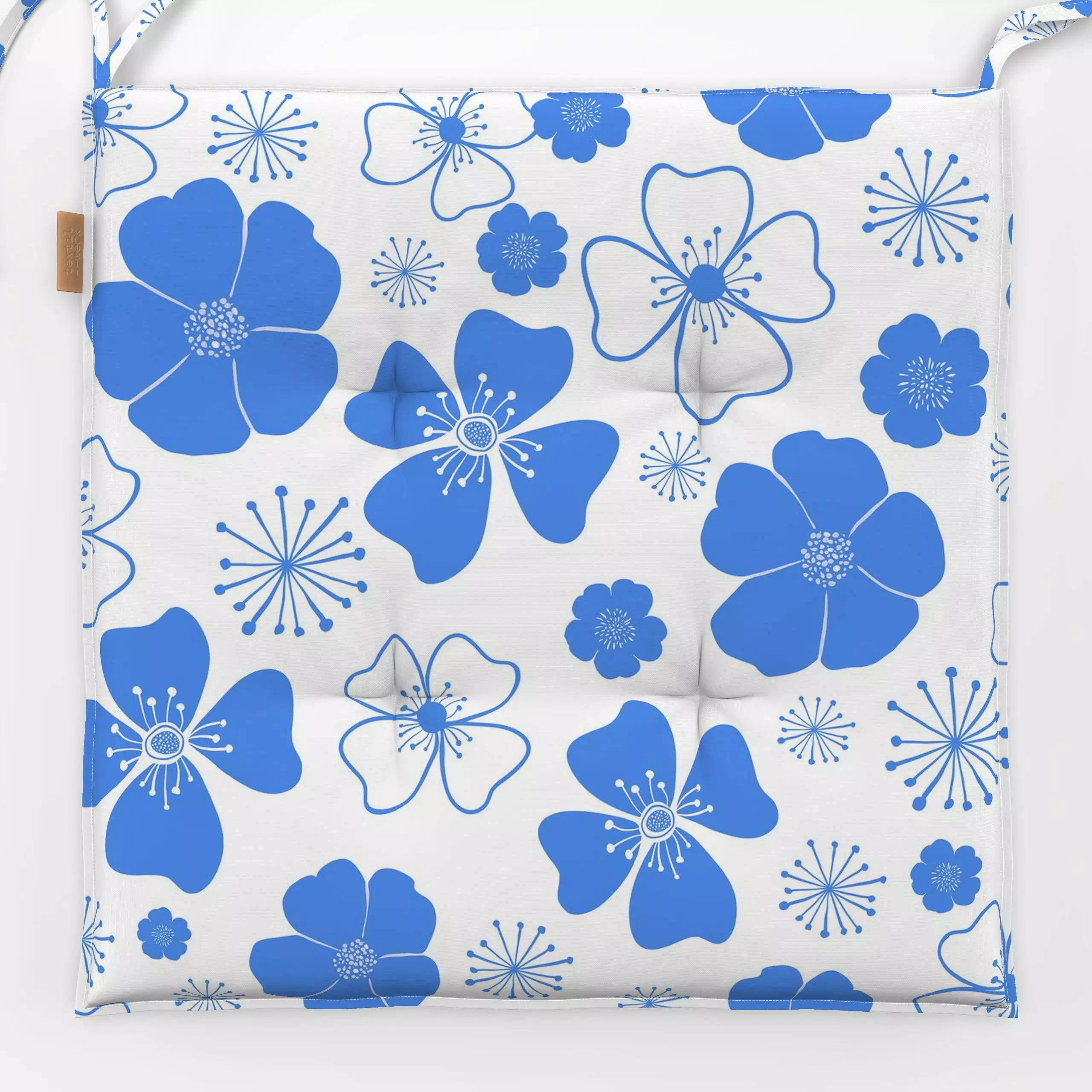 Sitzkissen Blumenmuster Blau - Blumen & Florales - von „Andrea Haase"; Natur, Blumen, Minimalismus, Sommer, botanik, frisch,...