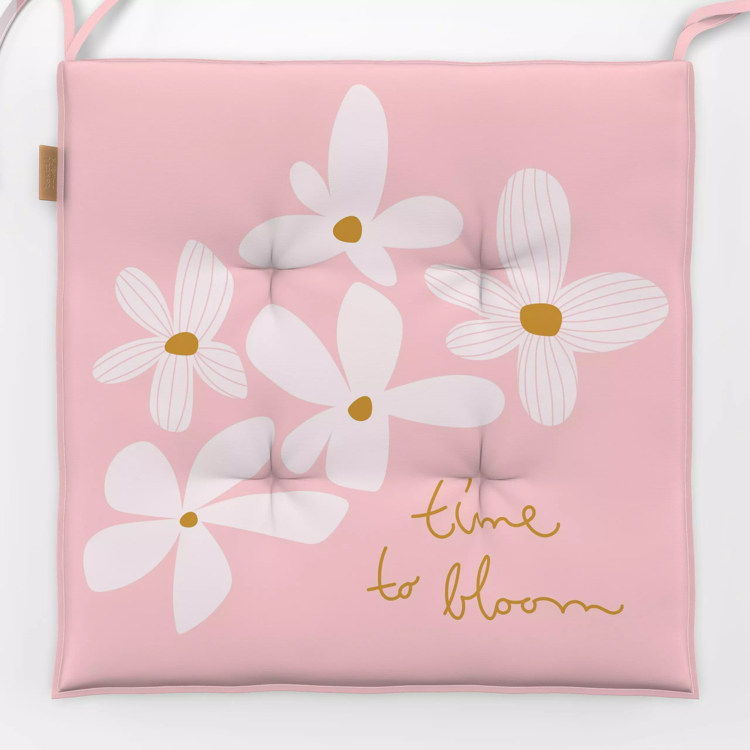 Sitzkissen LINEAR Time to Bloom 3 - Blumen & Florales, Sprüche & Schriftzüge - von „Primus Pattern"; Blumen, Blüten, grafisc...