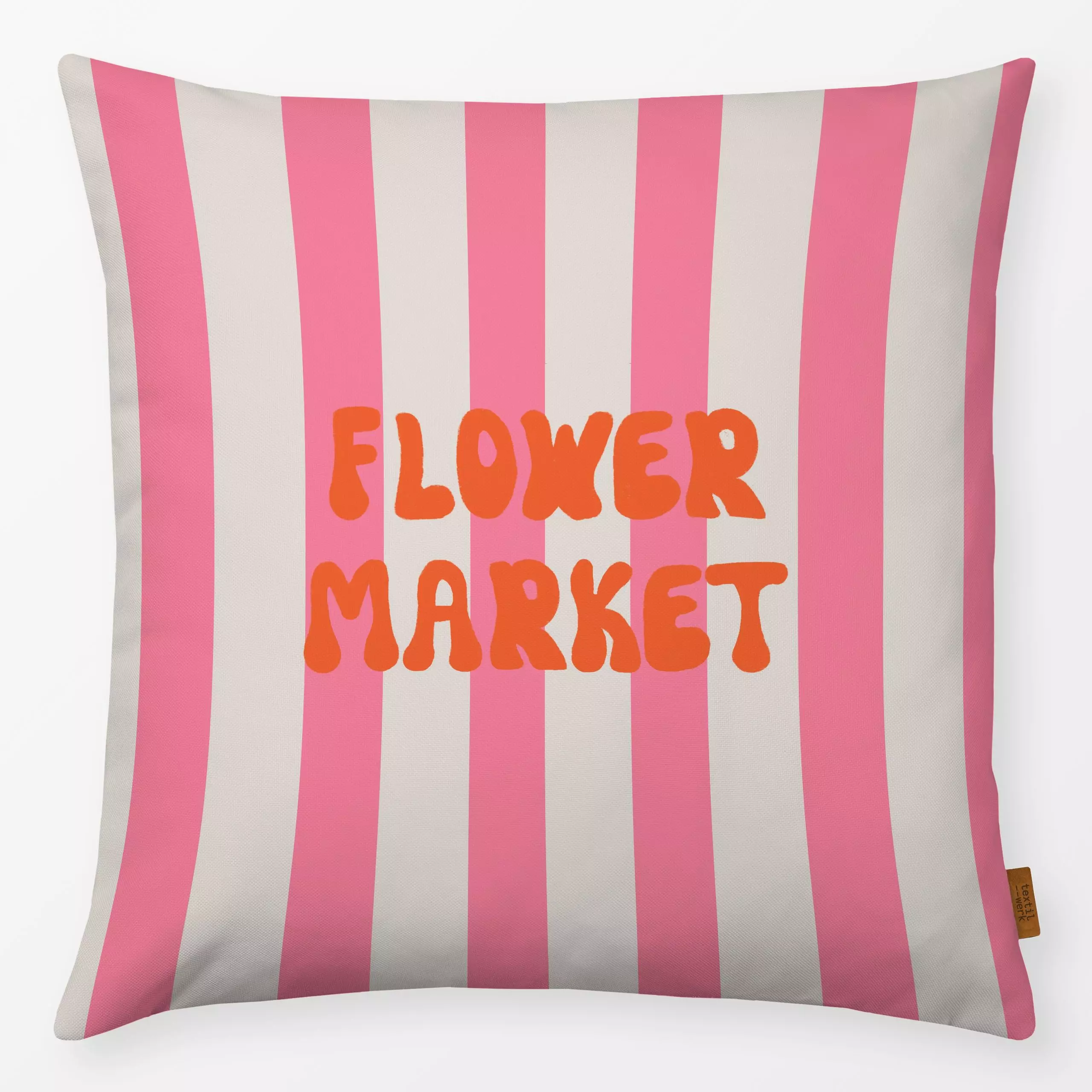 Kissen Flower Market Auf Streifen - Frühling, Symbole & Muster - von „Alisa Knöß"; Streifen, Retro, Amsterdam, Sommer, Spruc...