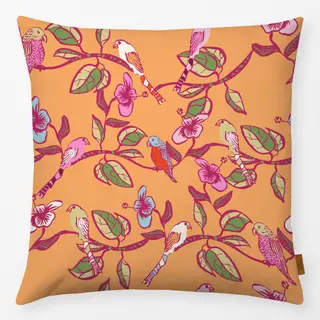 Kissen Bunte Vögel Orange