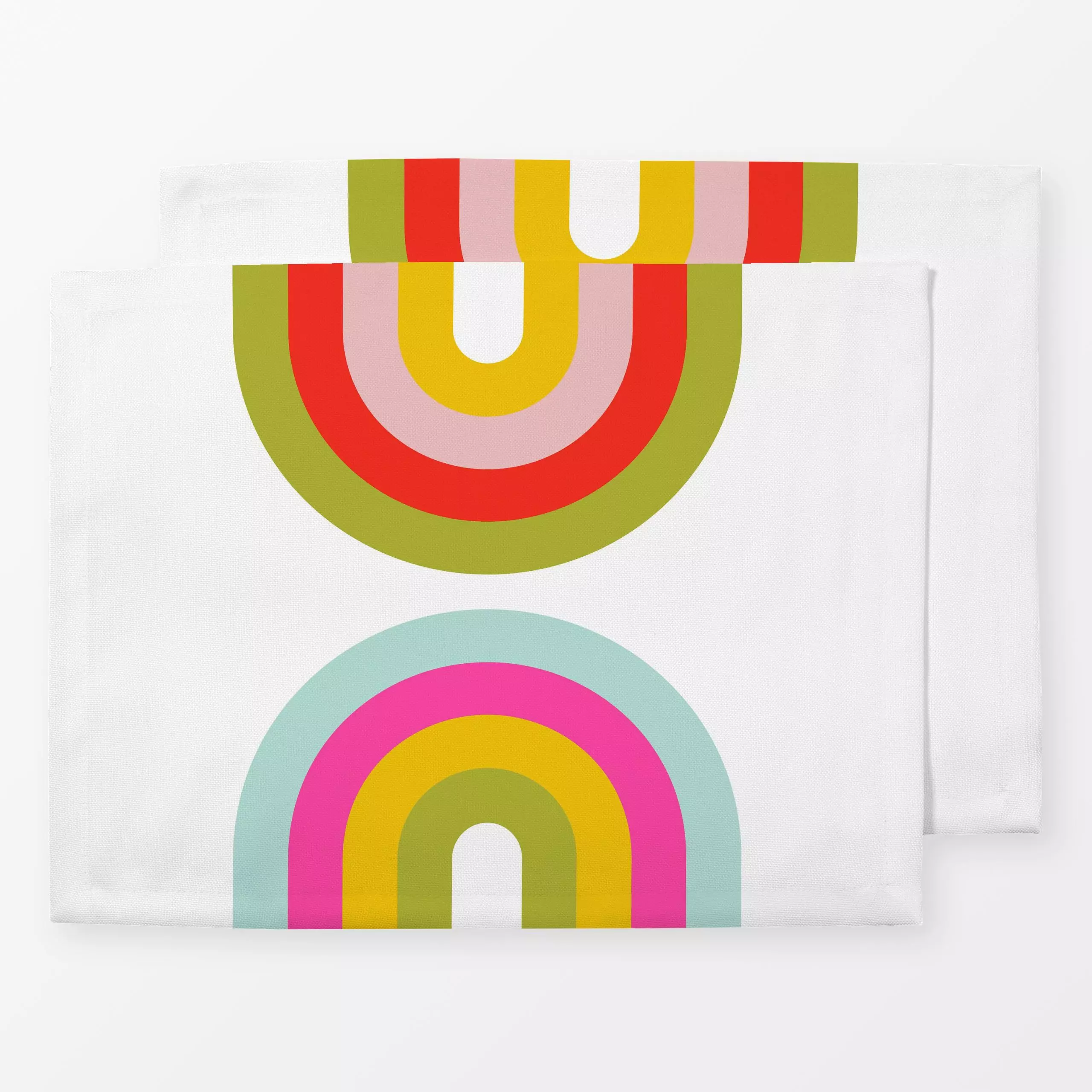 Tischset Happy Summer 3 - Sommer, Symbole & Muster, Retro & Vintage - von „Uta Naumann"; boho, Retro, Garten, Regenbogen, ra...