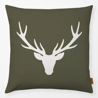 Kissen Hirschkopf dunkel grün