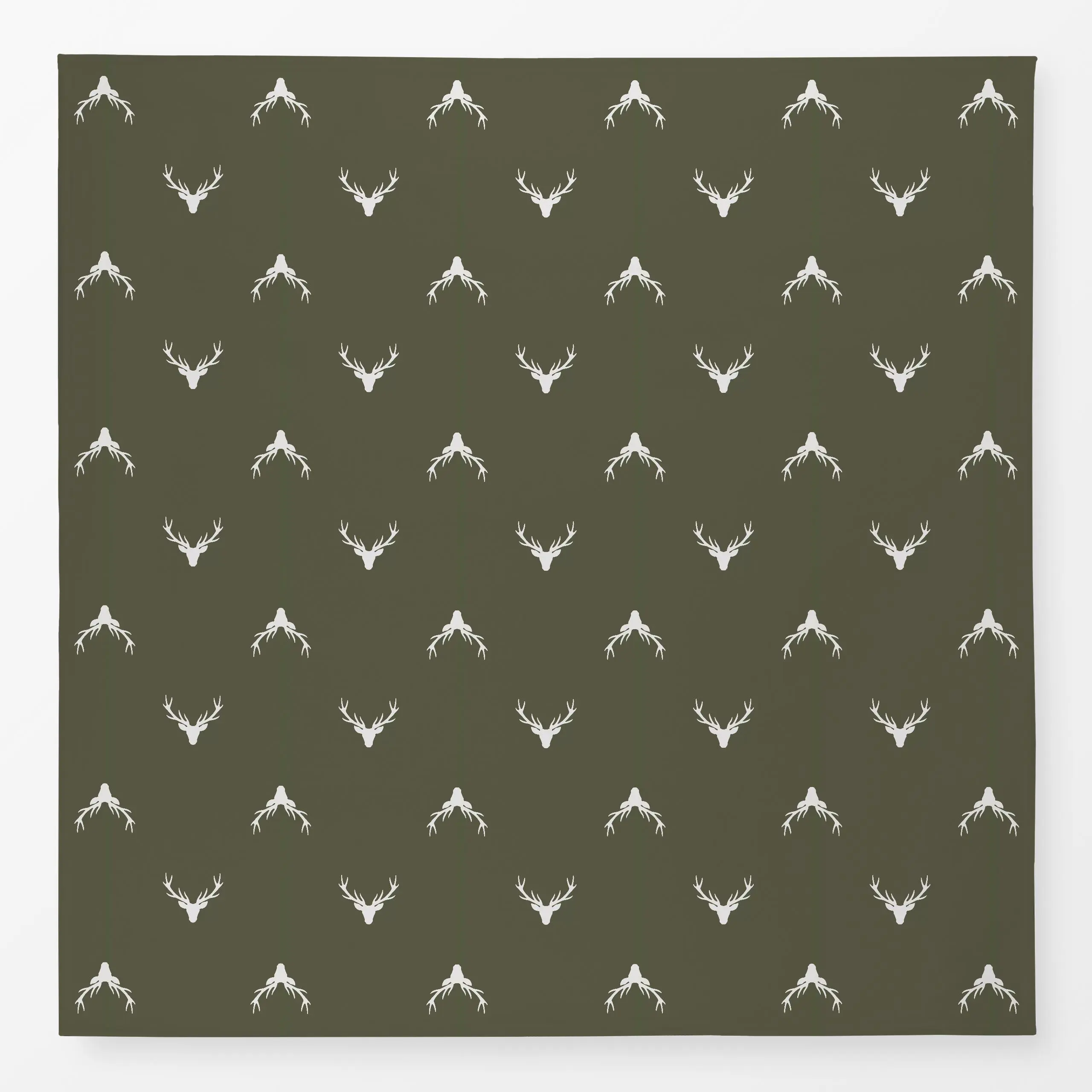 Tischdecke Hirschkopf dunkel grün - Tiere, Winter - von „Katrin Graff"; Weihnachten, Winter, Herbst, Hirsch, weihnachtlich, ...
