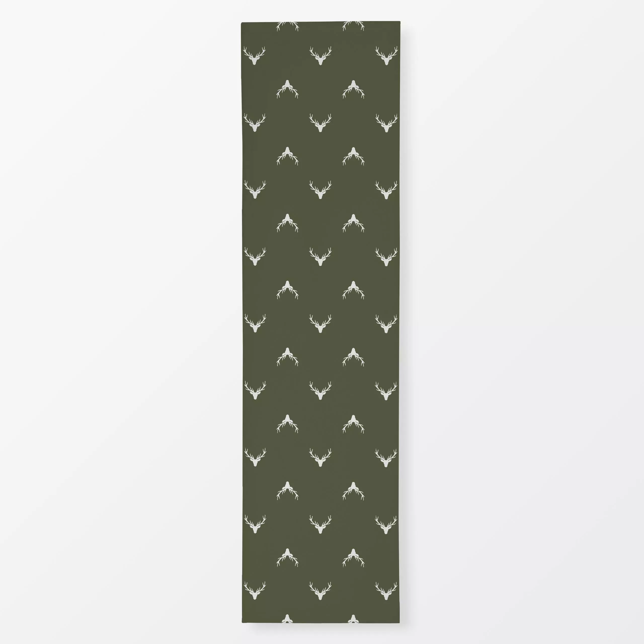 Tischläufer Hirschkopf dunkel grün - Tiere, Winter - von „Katrin Graff"; Weihnachten, Winter, Herbst, Hirsch, weihnachtlich,...