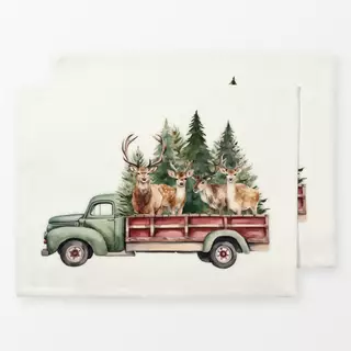 Tischset Weihnachtsauto Hirsch Farm
