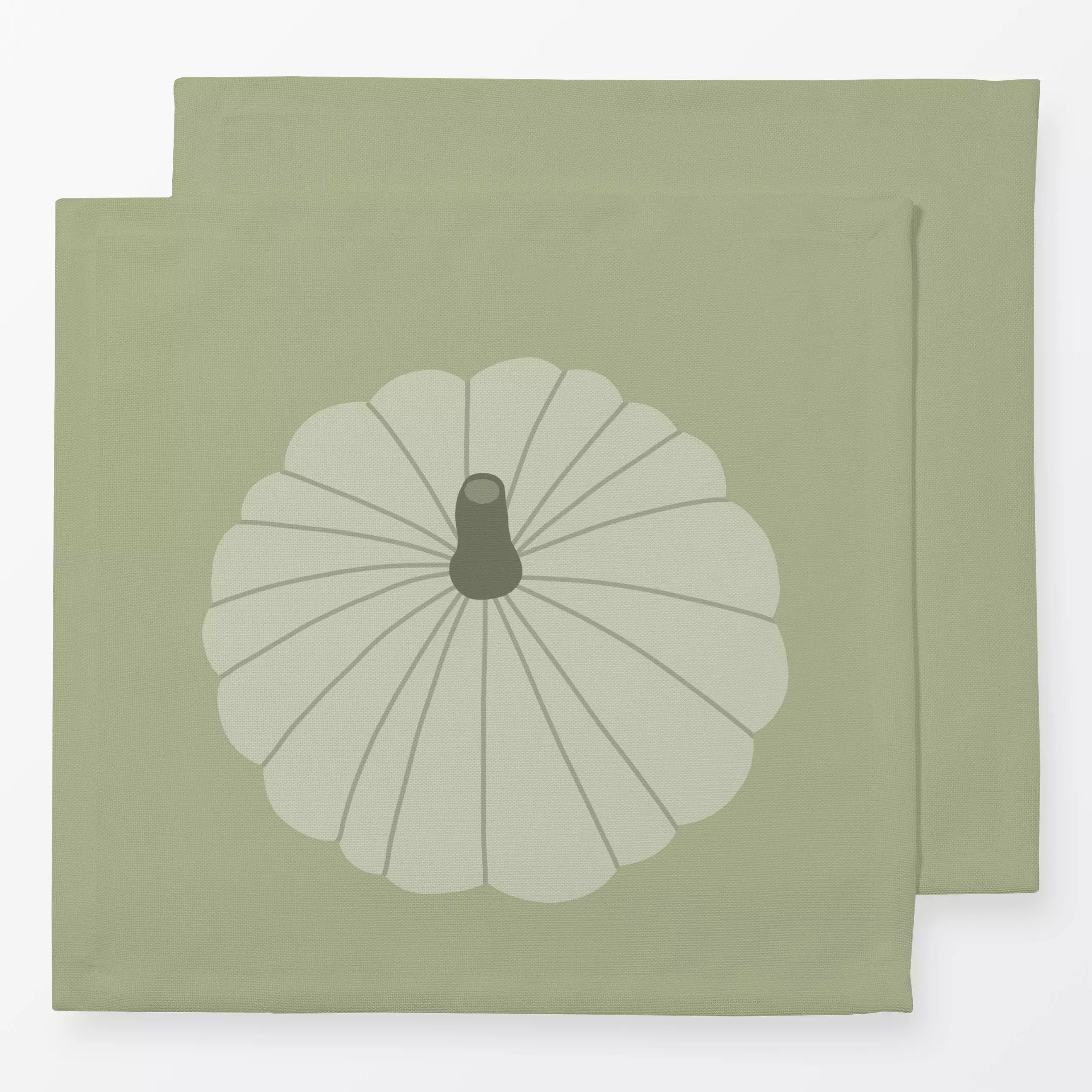 Servietten Kuerbis gruen - Herbst - von „Julia Reyelt"; boho, Natur, minimal, Herbst, Herbstdeko, rund, herbstlich, Herbstst...