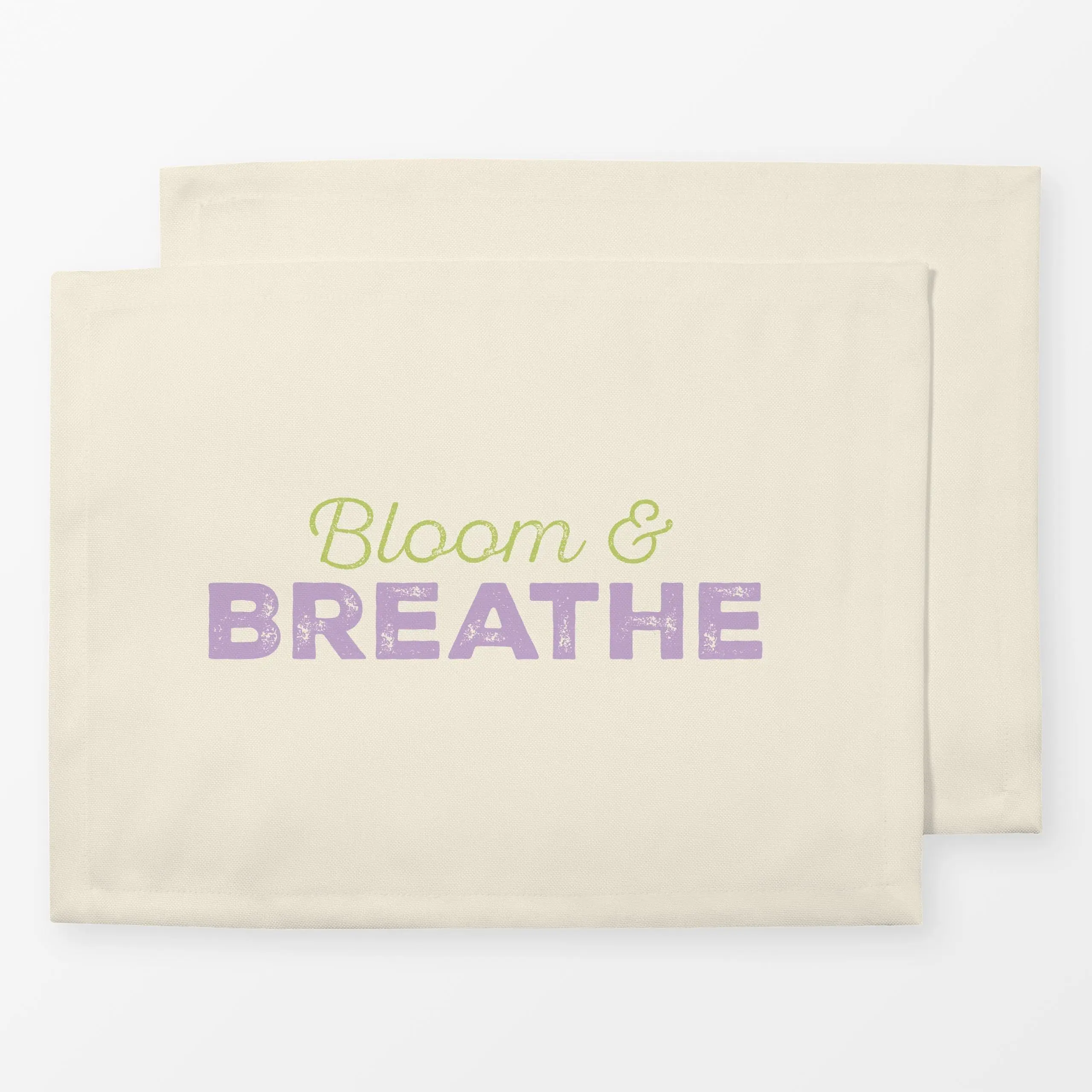 Tischset Bloom & Breathe Typo beige, Blumen, Spruch, Ostern, von Carolin Vonhoff