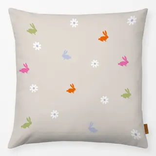 Kissen Bunte Hasen Blümchen Beige