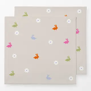 Servietten Bunte Hasen Blümchen Beige