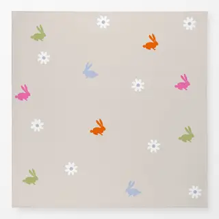 Tischdecke Bunte Hasen Blümchen Beige