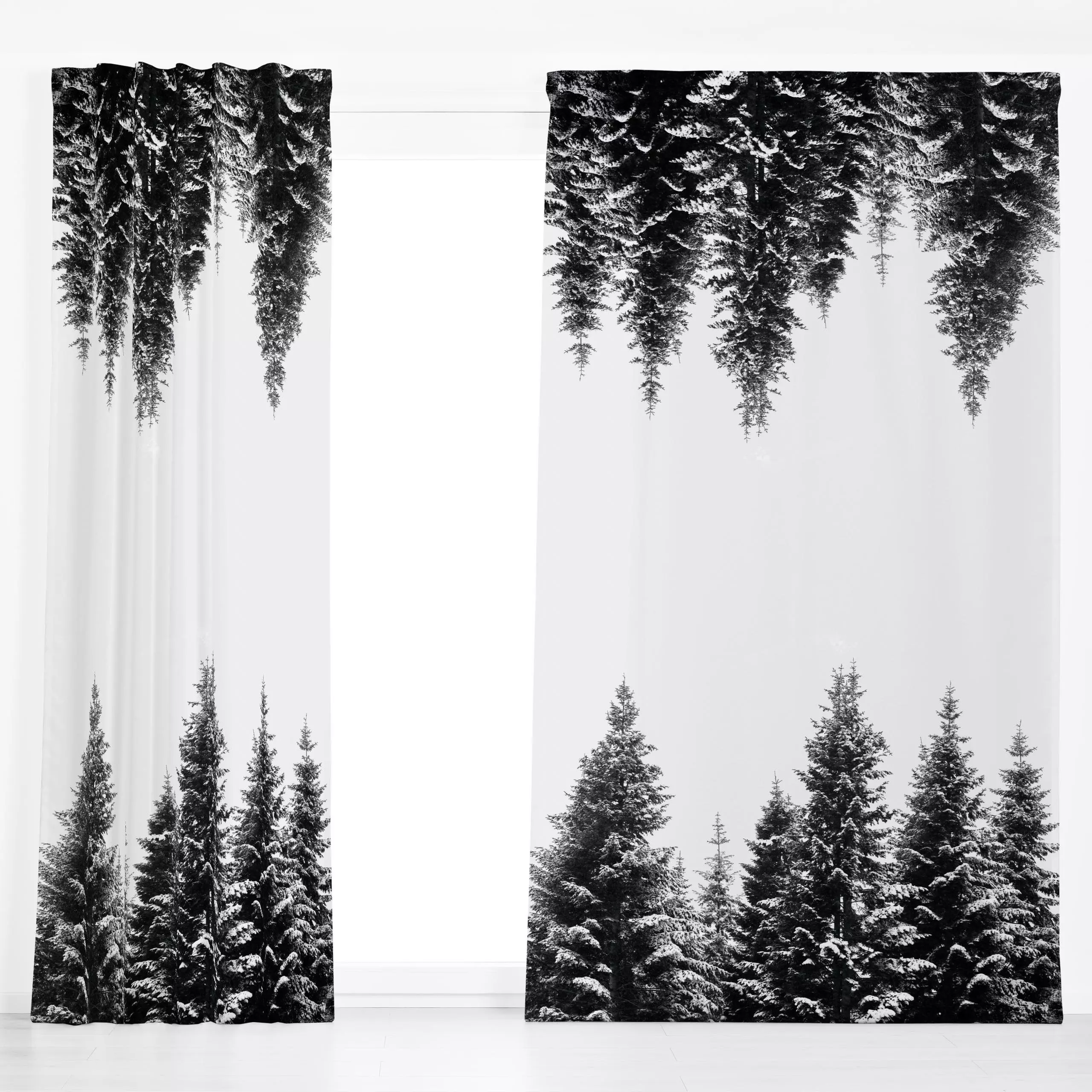 Dekovorhang Snow Covered Trees - Natur & Landschaft, Winter - von „Mareike Böhmer"; Bäume, Schneeglöckchen, Tannenbaum, Weih...