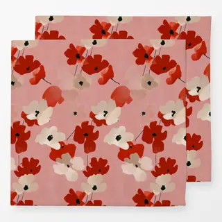 Servietten Red And White Flowers