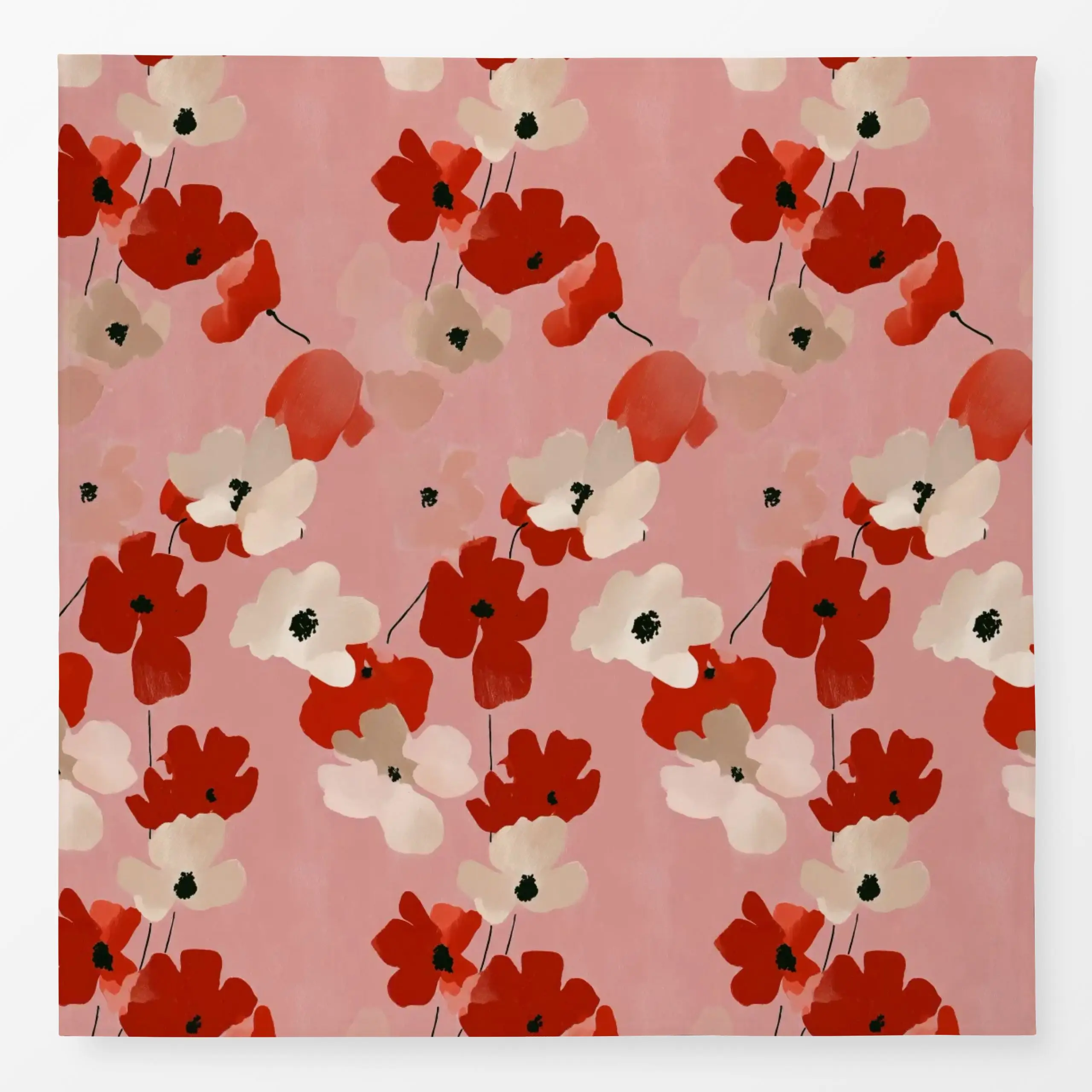 Tischdecke Red And White Flowers, Blumen, Sommer, von BOUDOIR BOBO