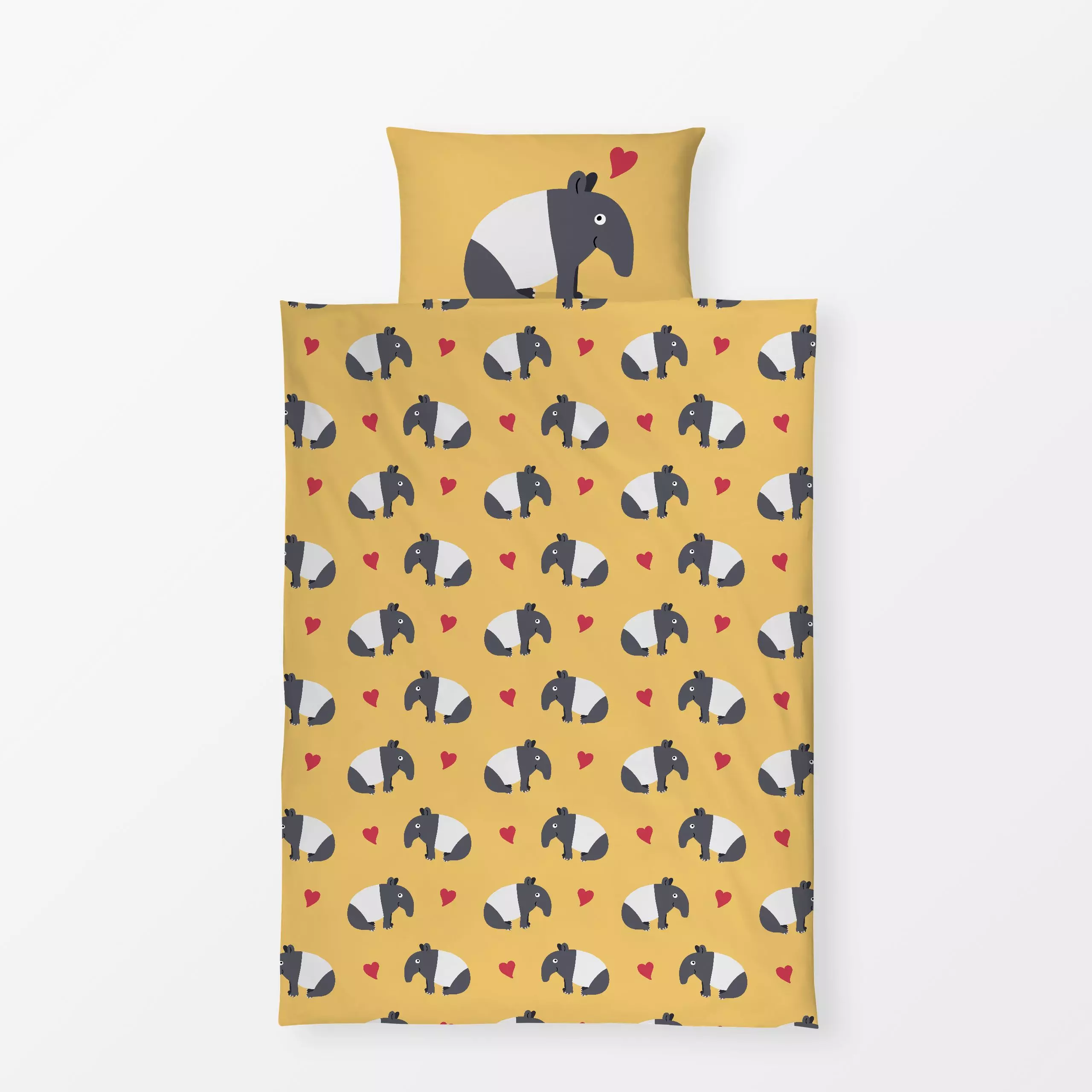 Bettwäsche Kuscheltapir - Kinderzimmer & Motive für Kinder, Tiere - von „Julia Reyelt"; minimal, Kinder, Herzen, Minimalismu...
