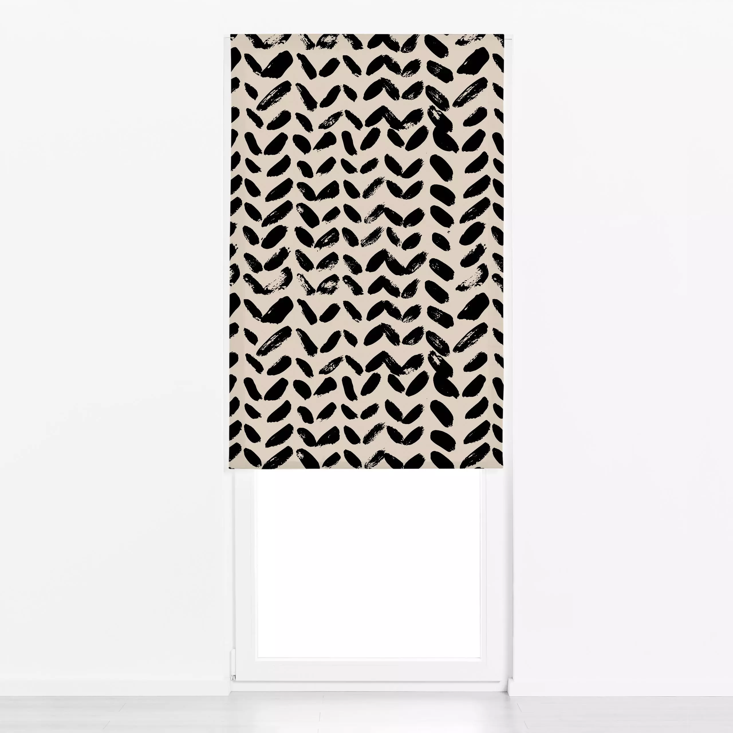 Raffrollo Basic Pattern No 12 - Symbole & Muster - von „Kruth Design"; Muster, schwarz, skandinavisch, beige, Sommer, schlic...