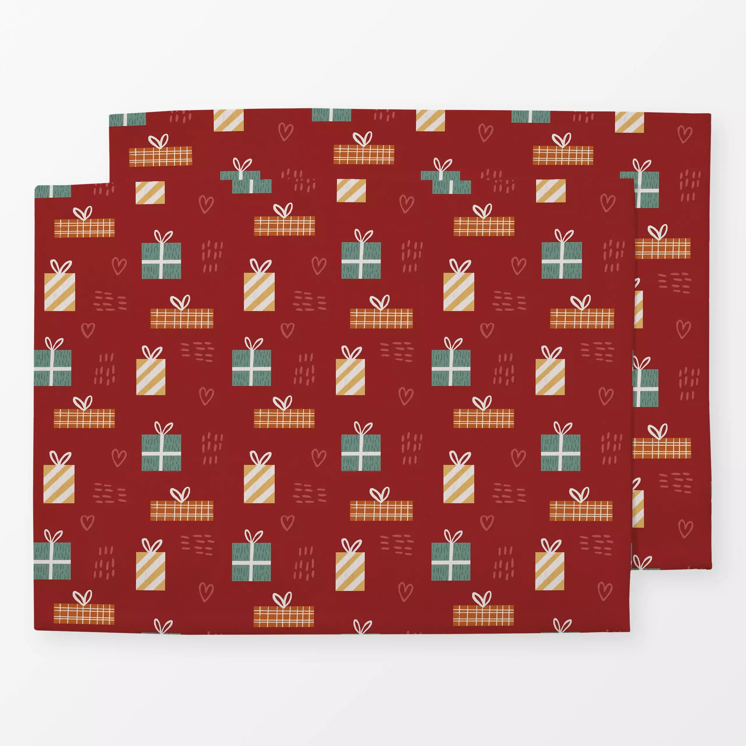 Tischset Geschenke Crimson Rot - Weihnachten, Symbole & Muster, Anlässe - von „Mareen Heinz"; Muster, allover, Herzen, Lusti...