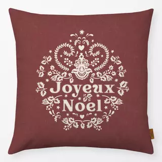 Kissen Folk Weihnachtskranz Rot