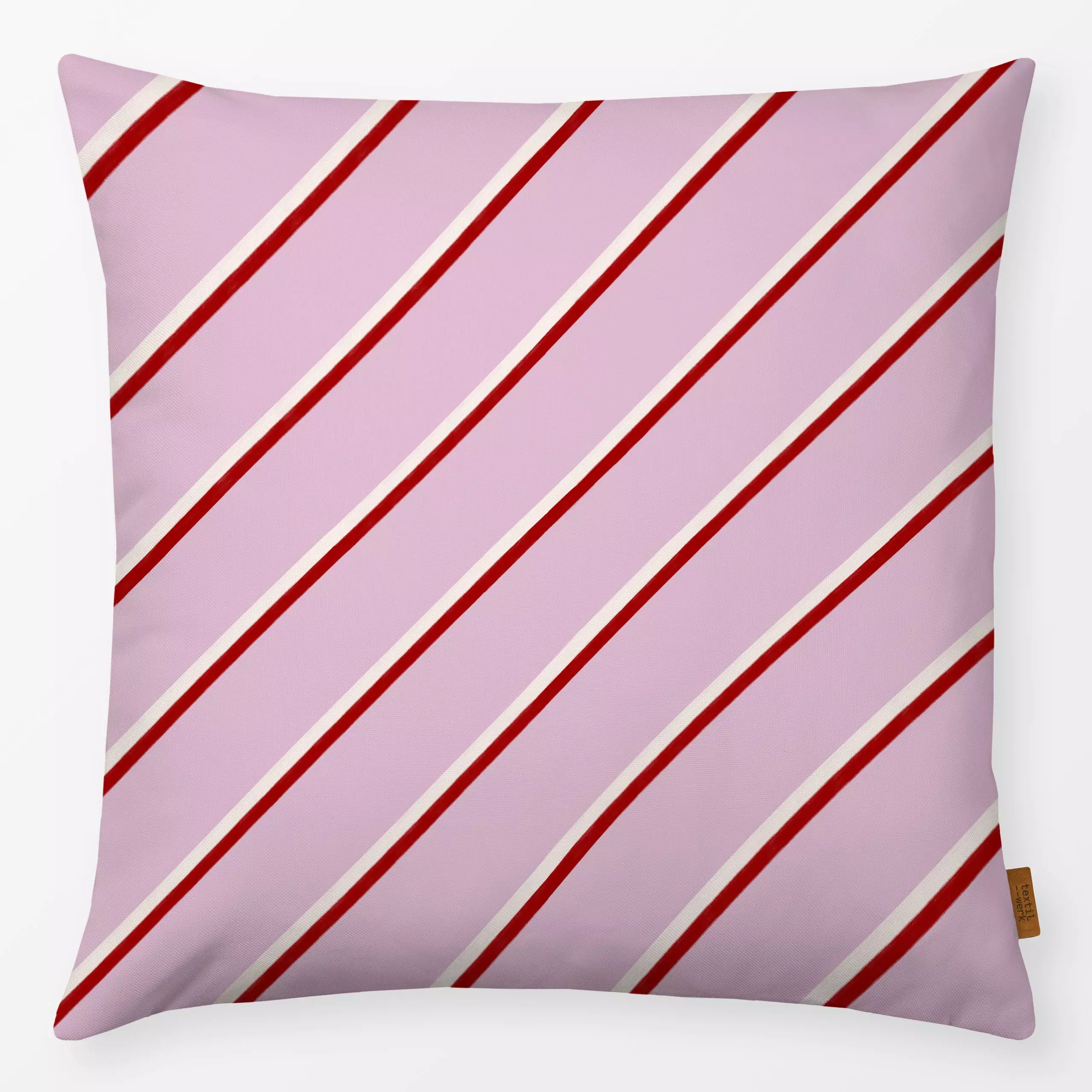 Kissen Streifen Diagonal Rosa Rot - Weihnachten, Symbole & Muster - von „Sophie Augustin Illustration"; Muster, Streifen, We...