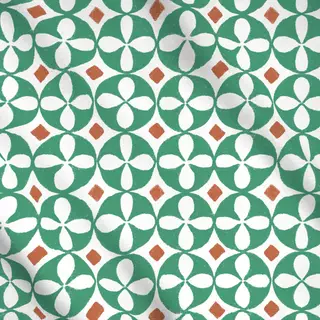 Meterware Fliesen Muster Grün Weiß