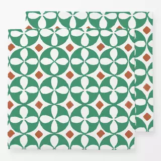 Servietten Fliesen Muster Grün Weiß