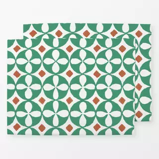 Tischset Fliesen Muster Grün Weiß
