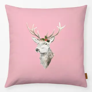 Kissen Aquarell Hirschkopf pink