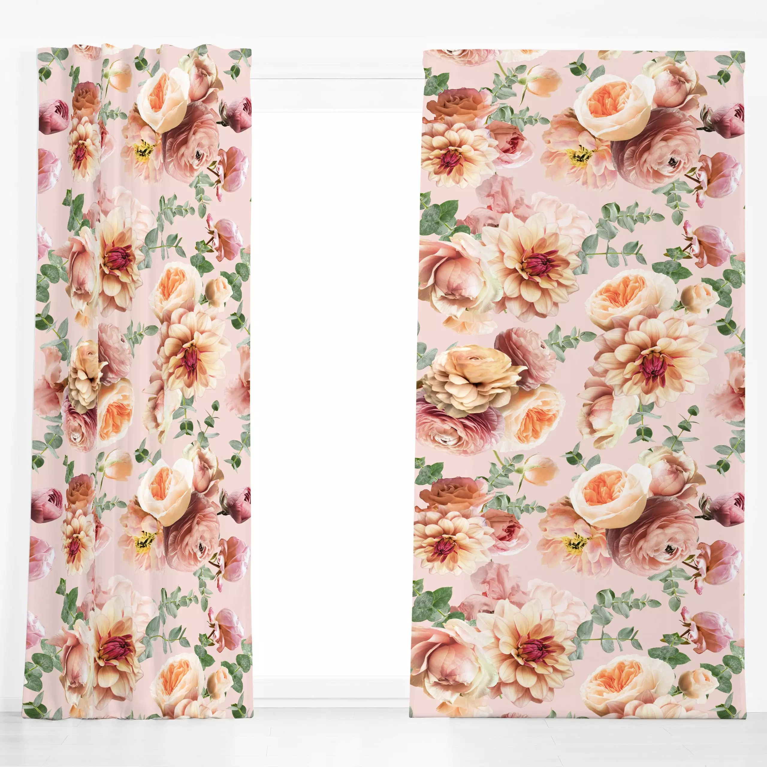 Dekovorhang Blumen Herbst Garten - Blumen & Florales, Pflanzen & Botanik - von „Uta Naumann"; boho, Muster, Eukalyptus, Rose...