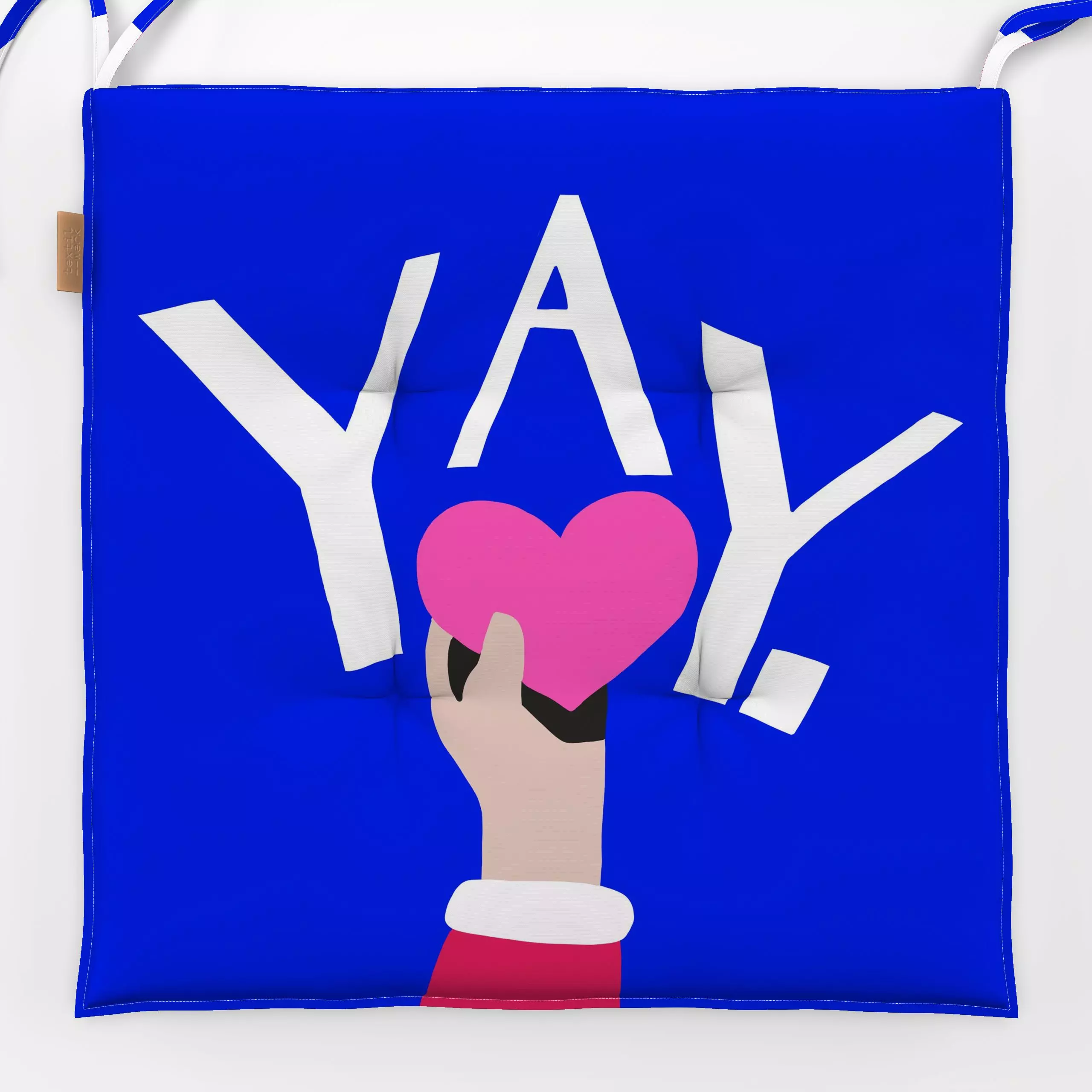 Sitzkissen Frauen und YAY blau - Liebe, Romantik & Pride, Sprüche & Schriftzüge - von „Resi Colter x Ursula Tücks"; Illustra...