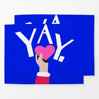 Tischset Frauen und YAY blau