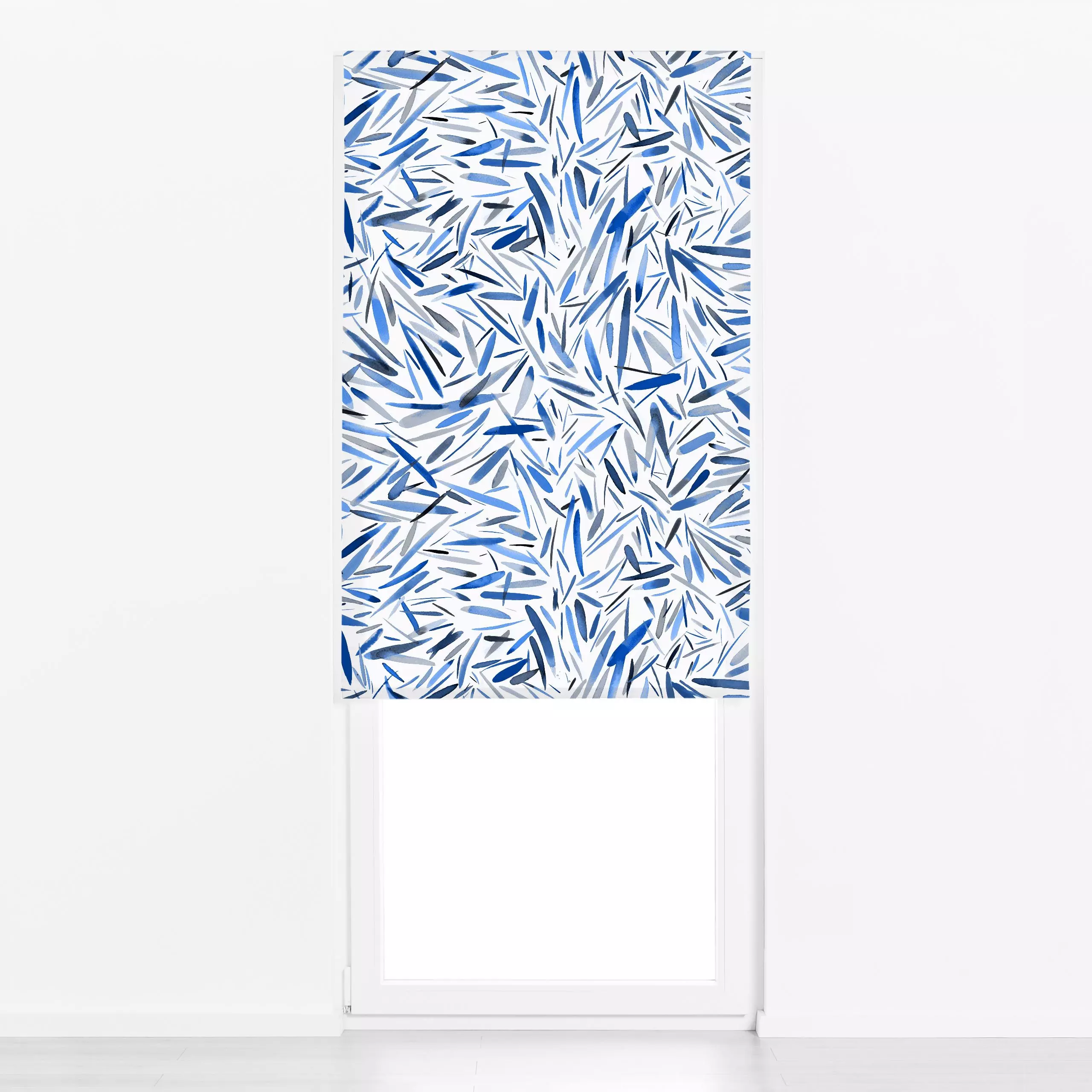 Raffrollo Water Stripes Sea Blue - Symbole & Muster - von „Ninola Design "; minimal, Linien, Wasser, Streifen, stripes, brus...