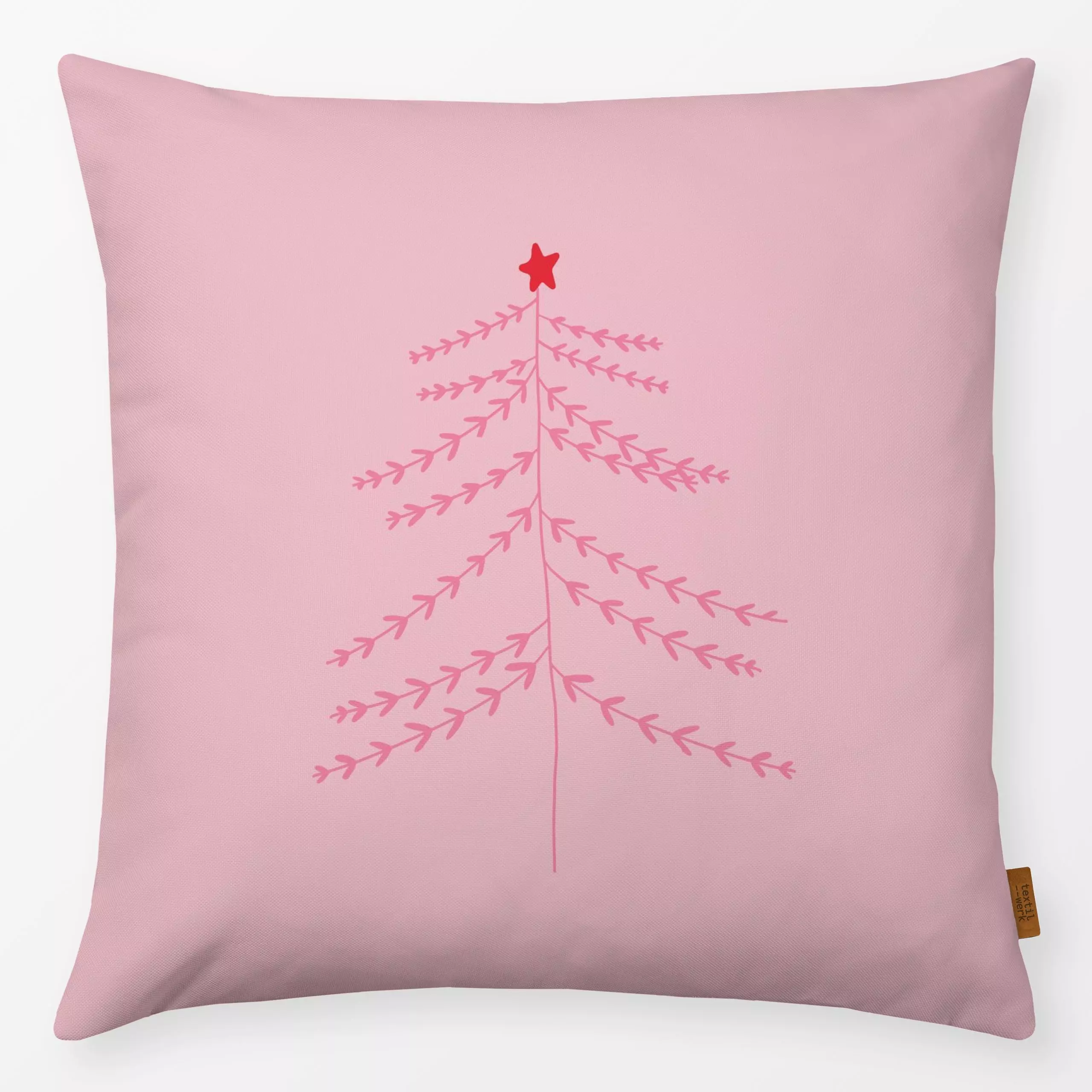 Kissen Winter Baum Pink - Weihnachten, Winter - von „Kruth Design"; Tanne, Tannenbaum, Weihnachtsbaum, Weihnachten, Winter, ...