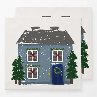 Servietten Häuschen blau