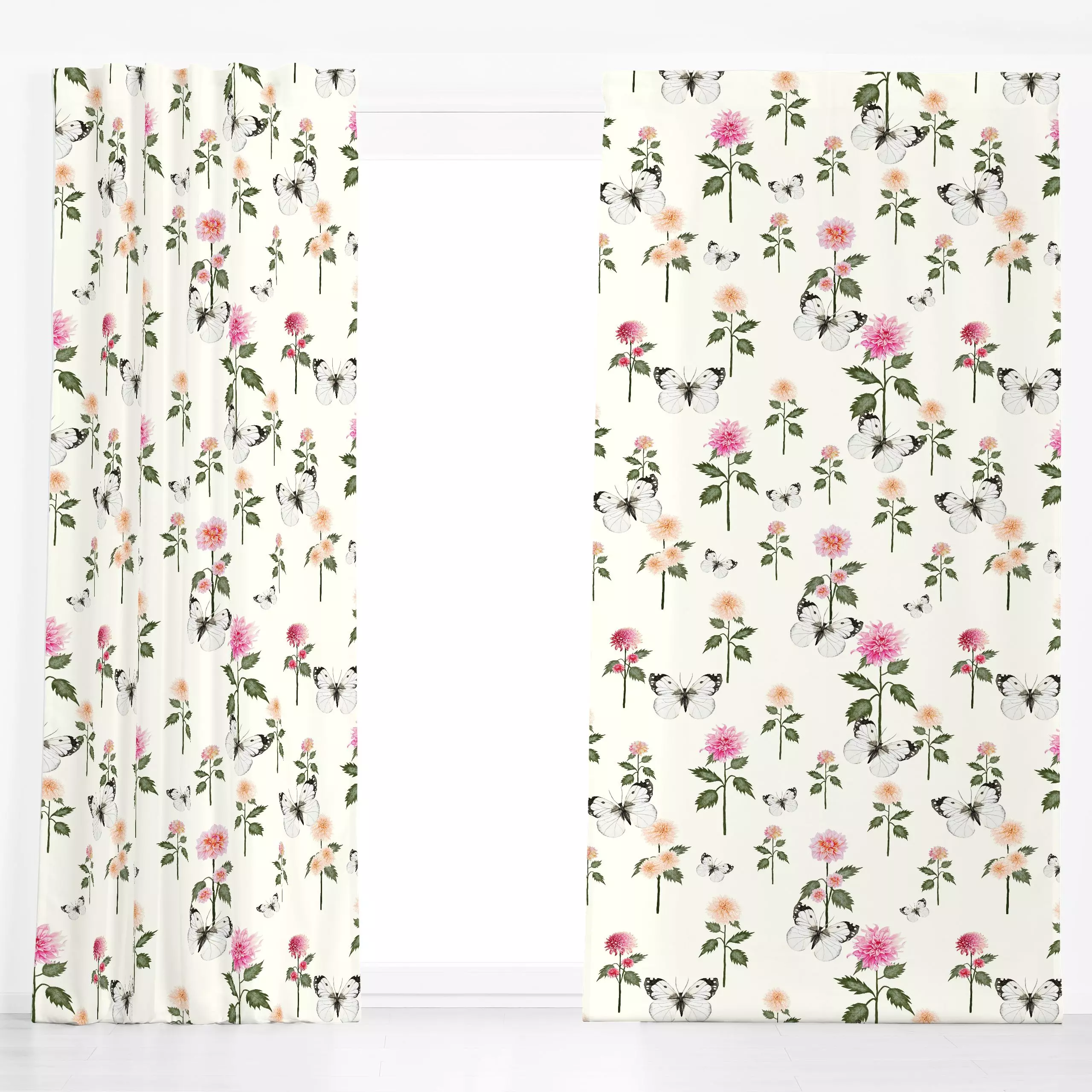 Dekovorhang Cottage Summer Blütentraum - Blumen & Florales, Tiere, Symbole & Muster - von „Monika Strigel"; Muster, Schmette...