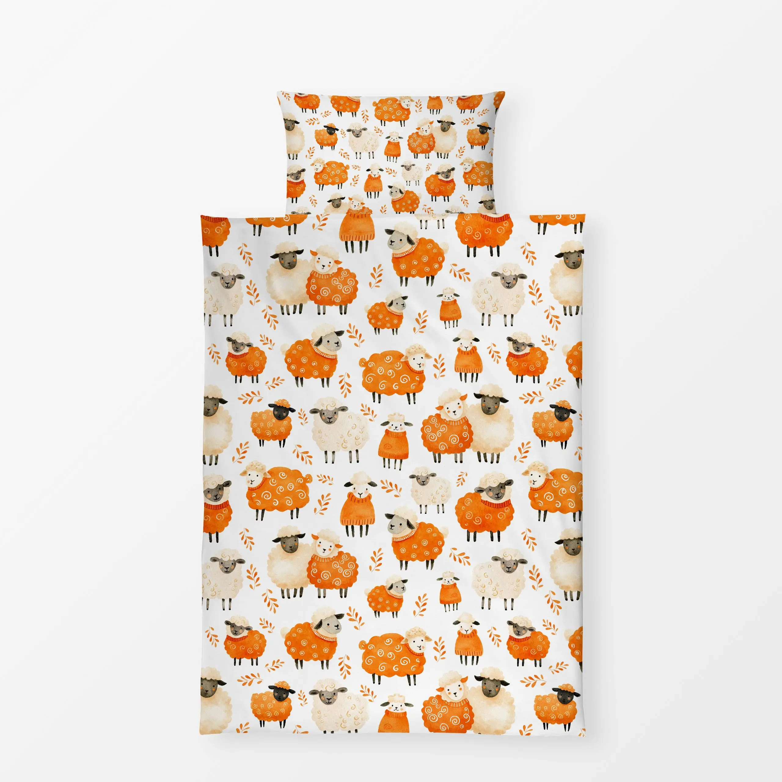 Bettwäsche Schafherde im Winterspaß - Kinderzimmer & Motive für Kinder, Tiere, Winter - von „Uta Naumann"; Muster, Wasserfar...