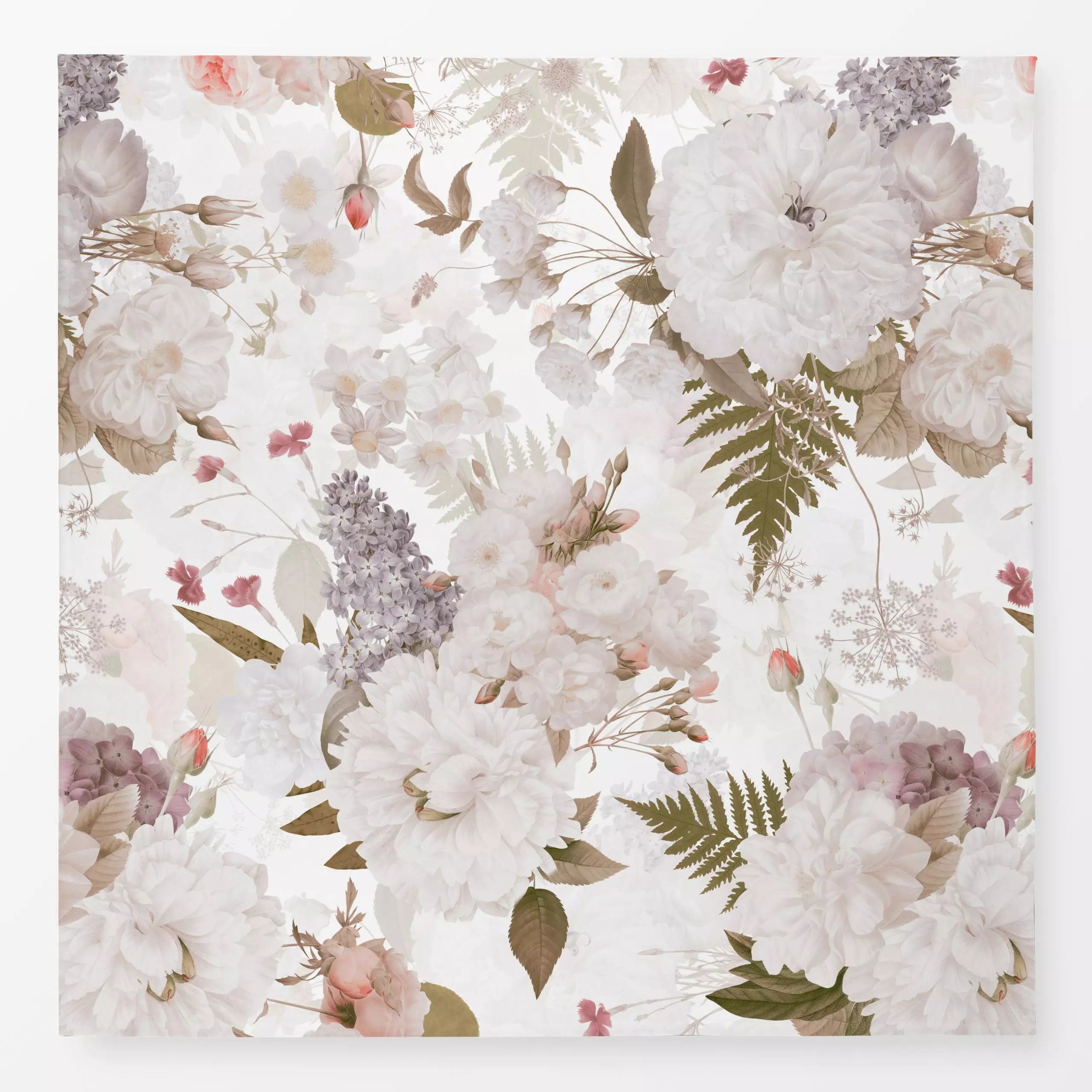 Tischdecke Frühlings Garten 1 - Blumen & Florales, Pflanzen & Botanik - von „Uta Naumann“; boho, Blätter, Farn, Rosen, Garte...