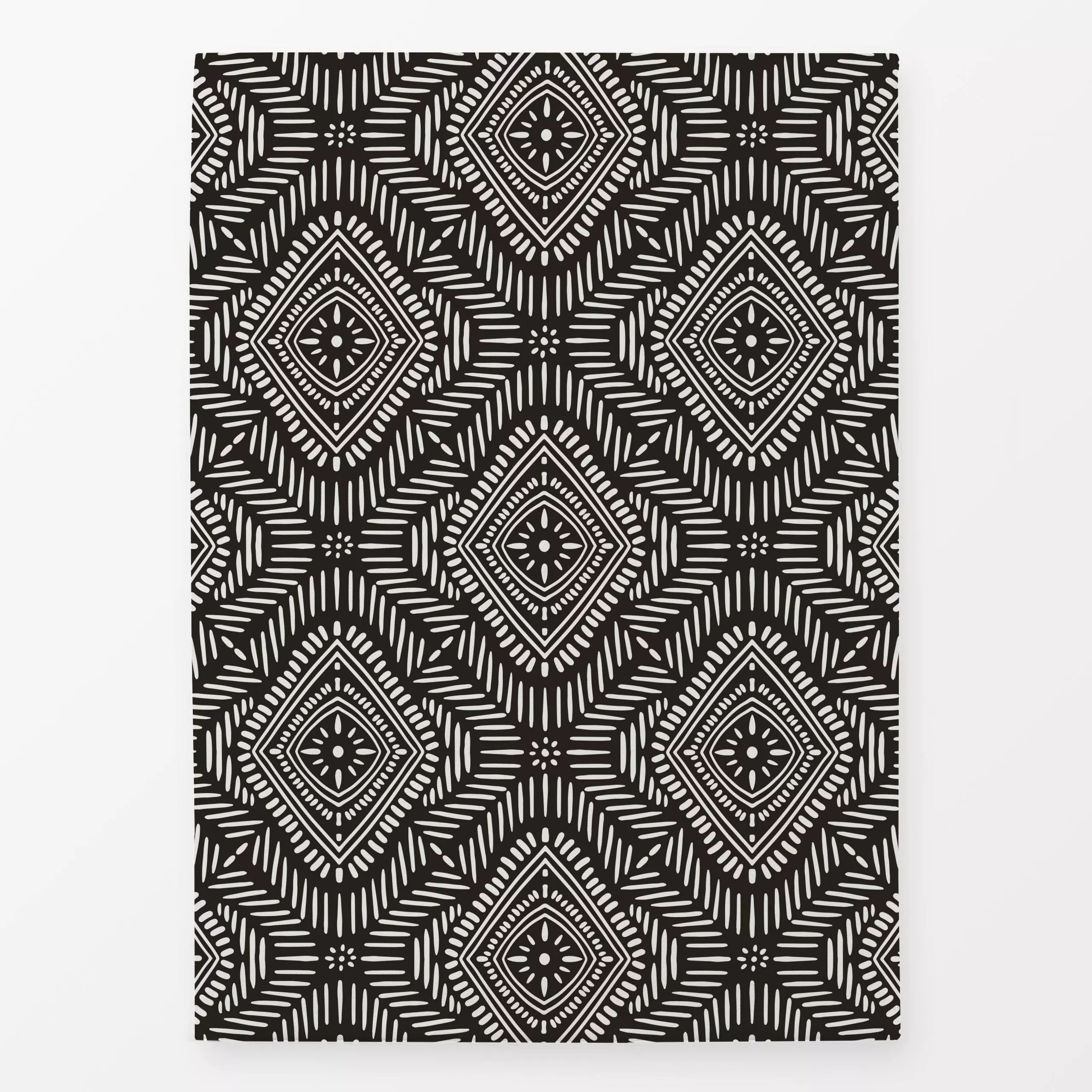 Geschirrtücher Boho Medallion Black Reversed - Symbole & Muster - von „Vivian Hasenclever"; Muster, schwarz, Geometrisch, bo...