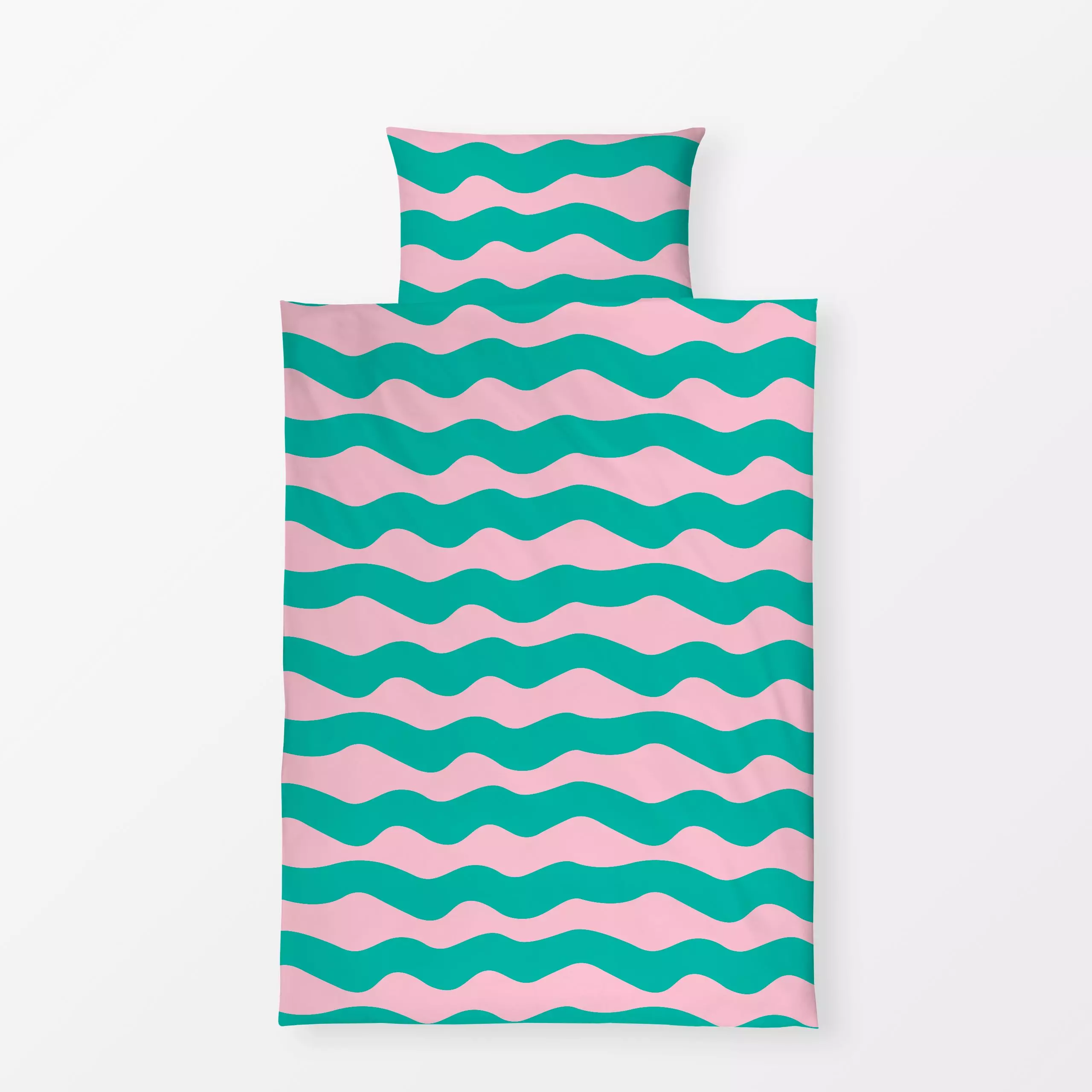 Bettwäsche Sweet Stripes Green - Sommer, Symbole & Muster - von „Jana Driver"; Streifen, rosa, wellen, gruen, gestreift, som...