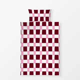 Bettwäsche Karo Blütenpink & Beerenrot