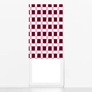 Raffrollo Karo Blütenpink & Beerenrot