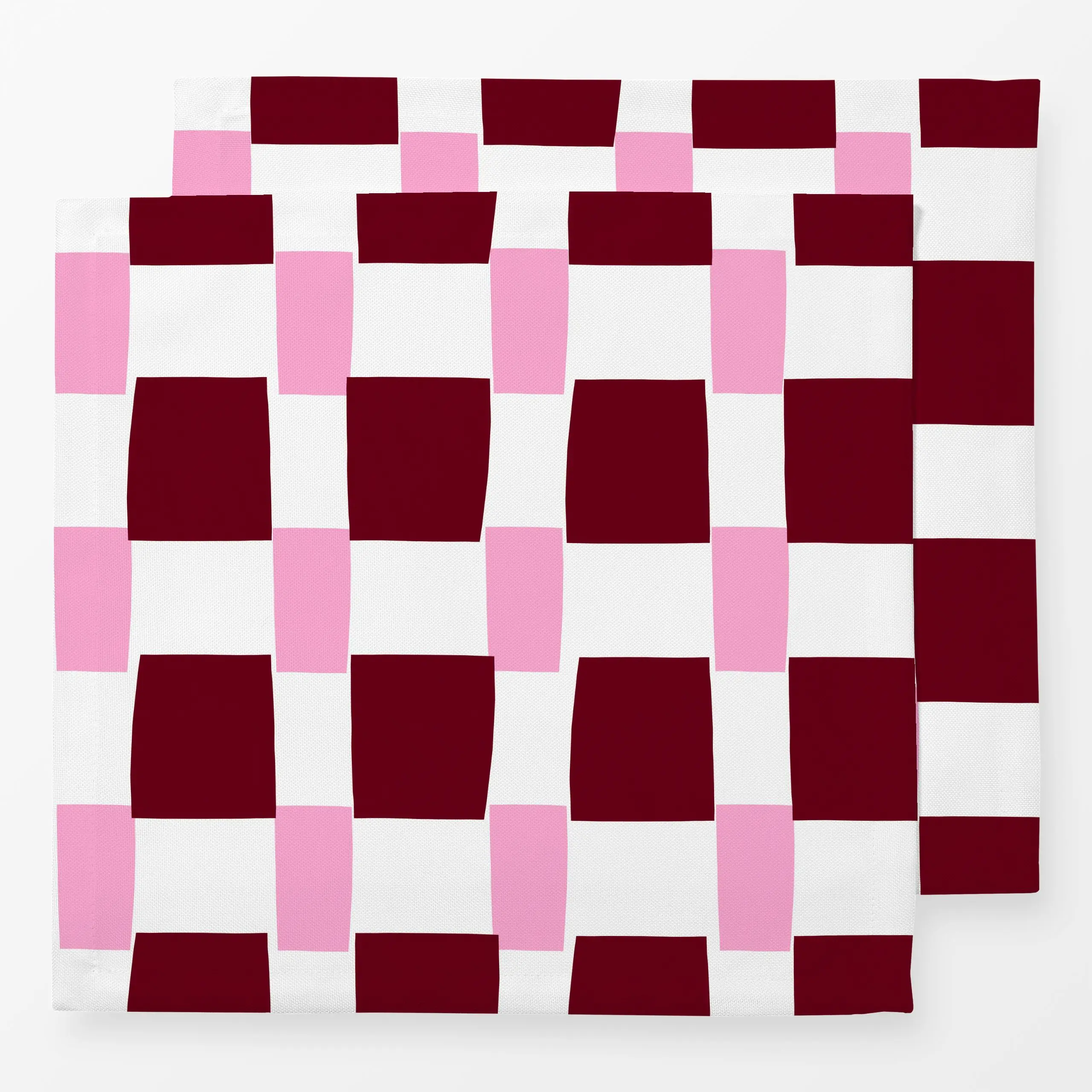 Servietten Karo Blütenpink & Beerenrot - Frühling, Symbole & Muster - von „Lisa Jasmin Bauer"; Karo, minimalistisch, kariert...
