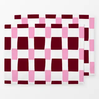 Tischset Karo Blütenpink & Beerenrot