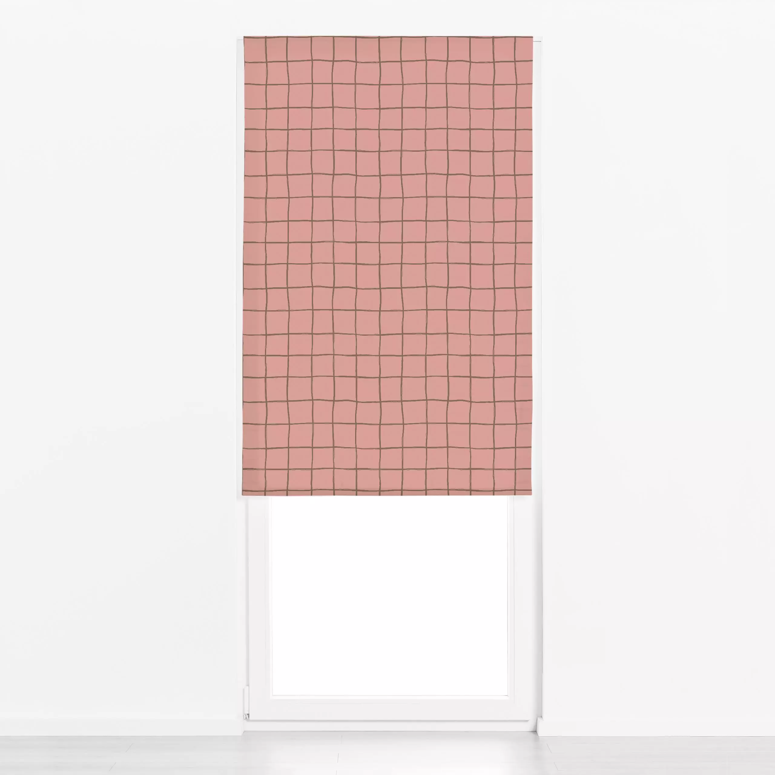 Raffrollo Karo Rosa Braun - Symbole & Muster - von „Studio Kesse"; Herbst, Scandi, landhaus, Herbstdeko, mauve, kariert, kle...