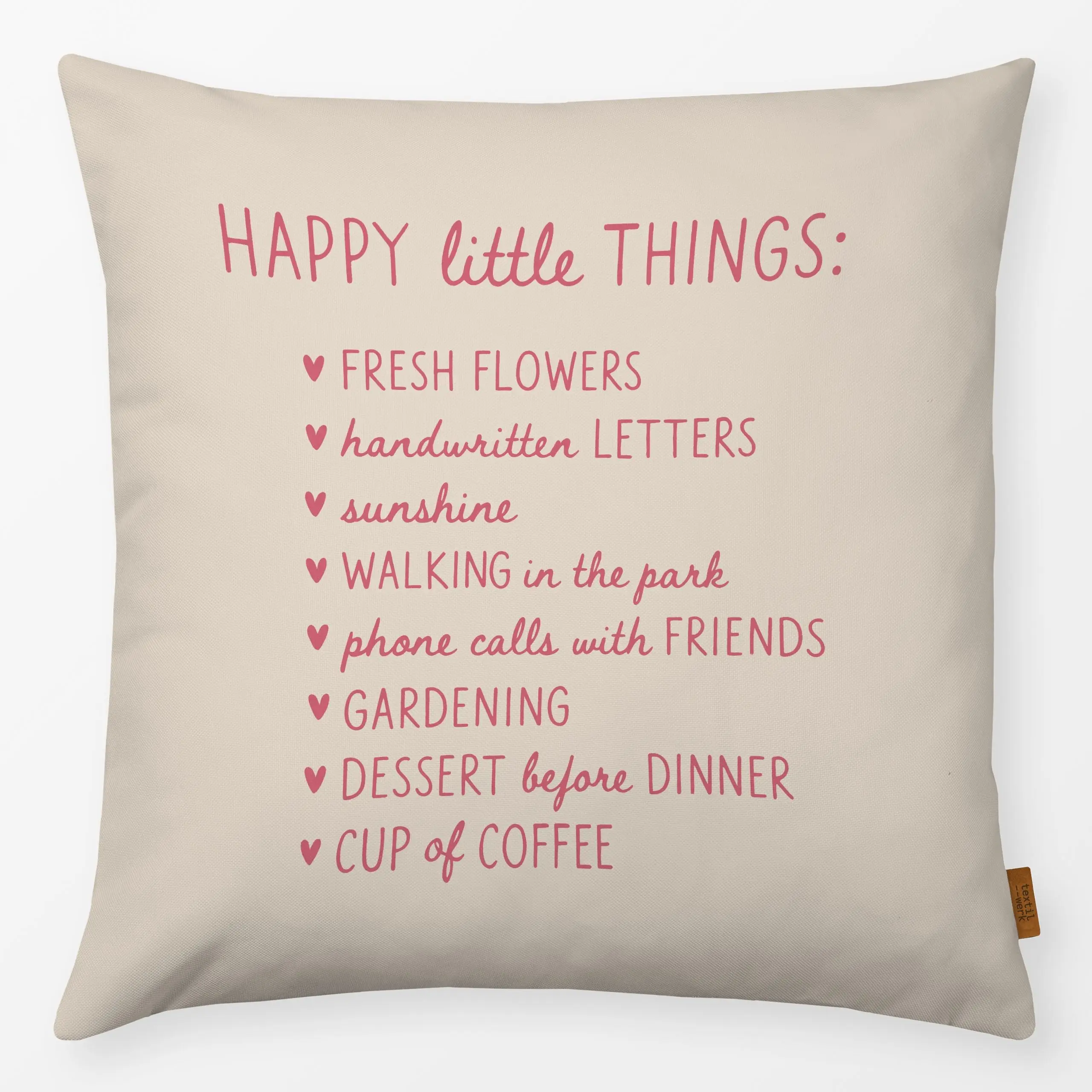 Kissen happy little things - Frühling, Sprüche & Schriftzüge, Ostern - von „Studio Kesse"