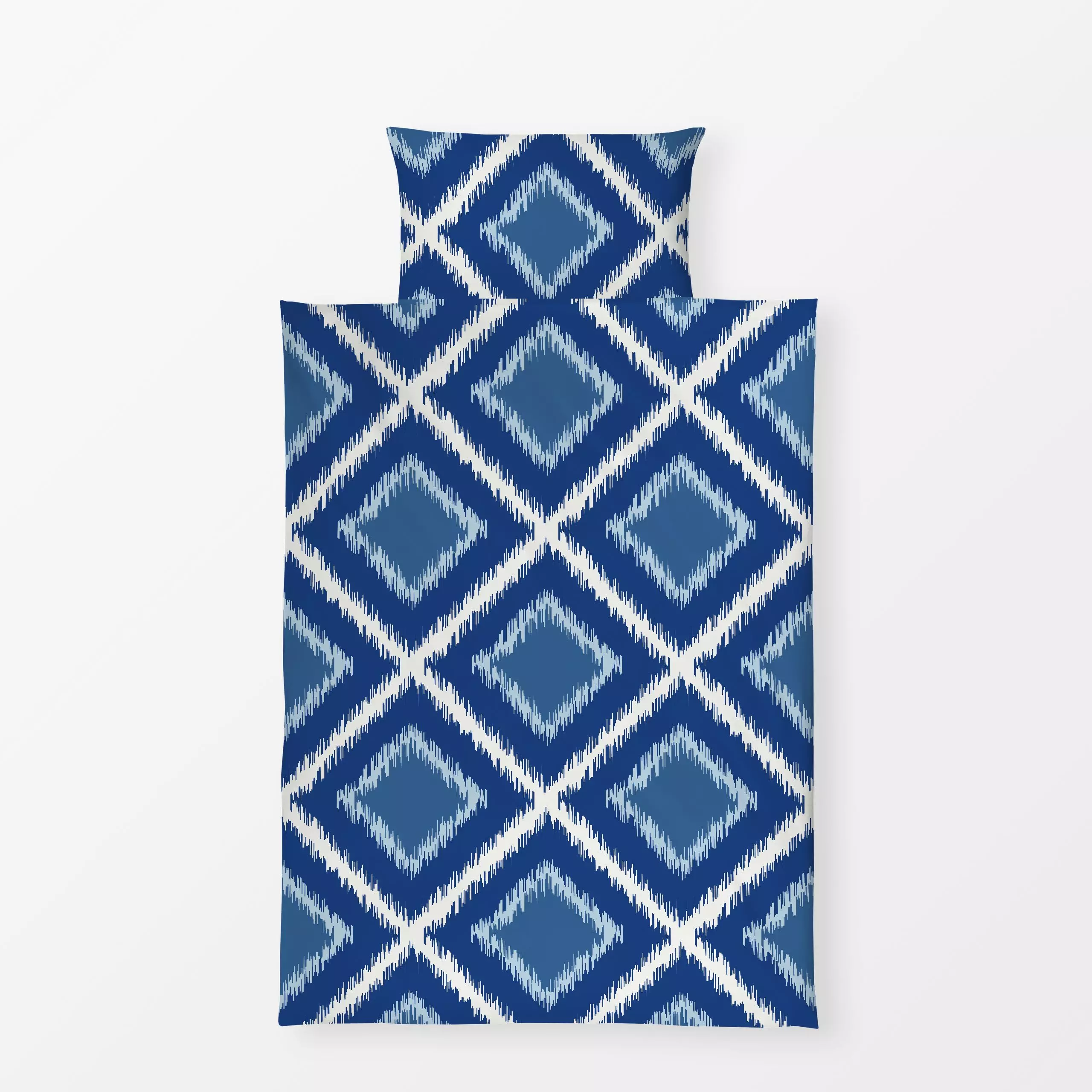 Bettwäsche Ikat Raute blau - Symbole & Muster - von „Katrin Graff"; Strand, Sommer, maritim, Kollektion, mediterranean, ikat...