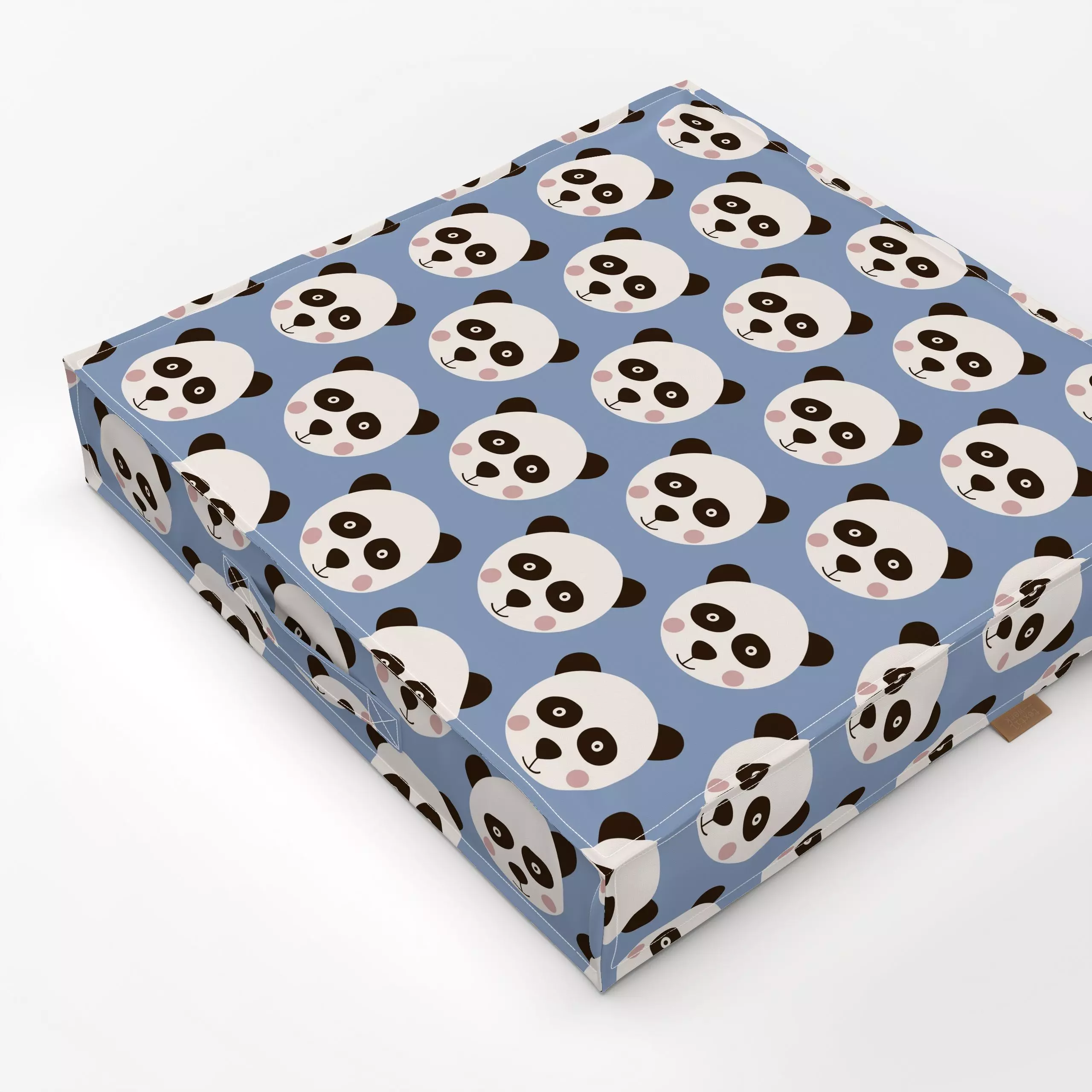 Bodenkissen Panda blau Muster Wendekissen - Kinderzimmer & Motive für Kinder, Tiere, Symbole & Muster - von „Kathrin Woo"; K...