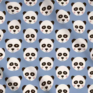 Meterware Panda blau Muster Wendekissen