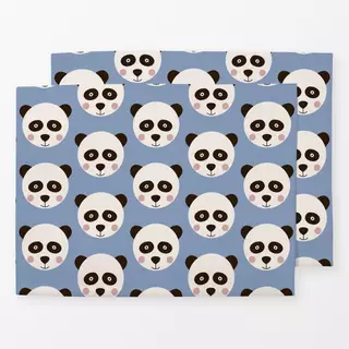 Tischset Panda blau Muster Wendekissen