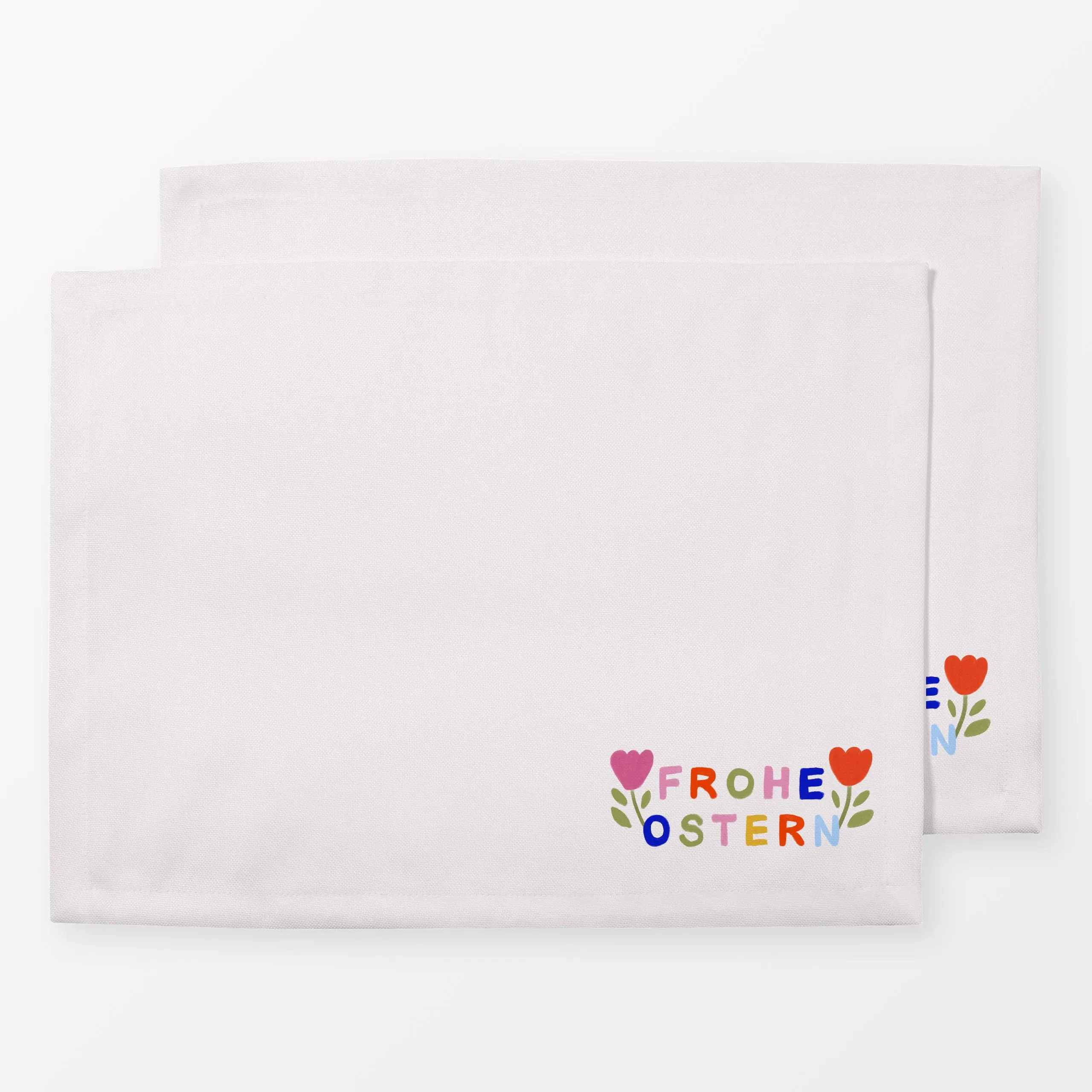 Tischset Frohe Ostern Tulpen Beige - Frühling, Sprüche & Schriftzüge, Ostern - von „Sophie Augustin Illustration"; Blumen, T...