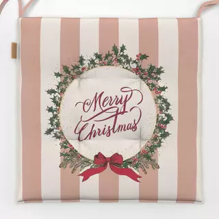 Sitzkissen Christmas wreath and stripes I