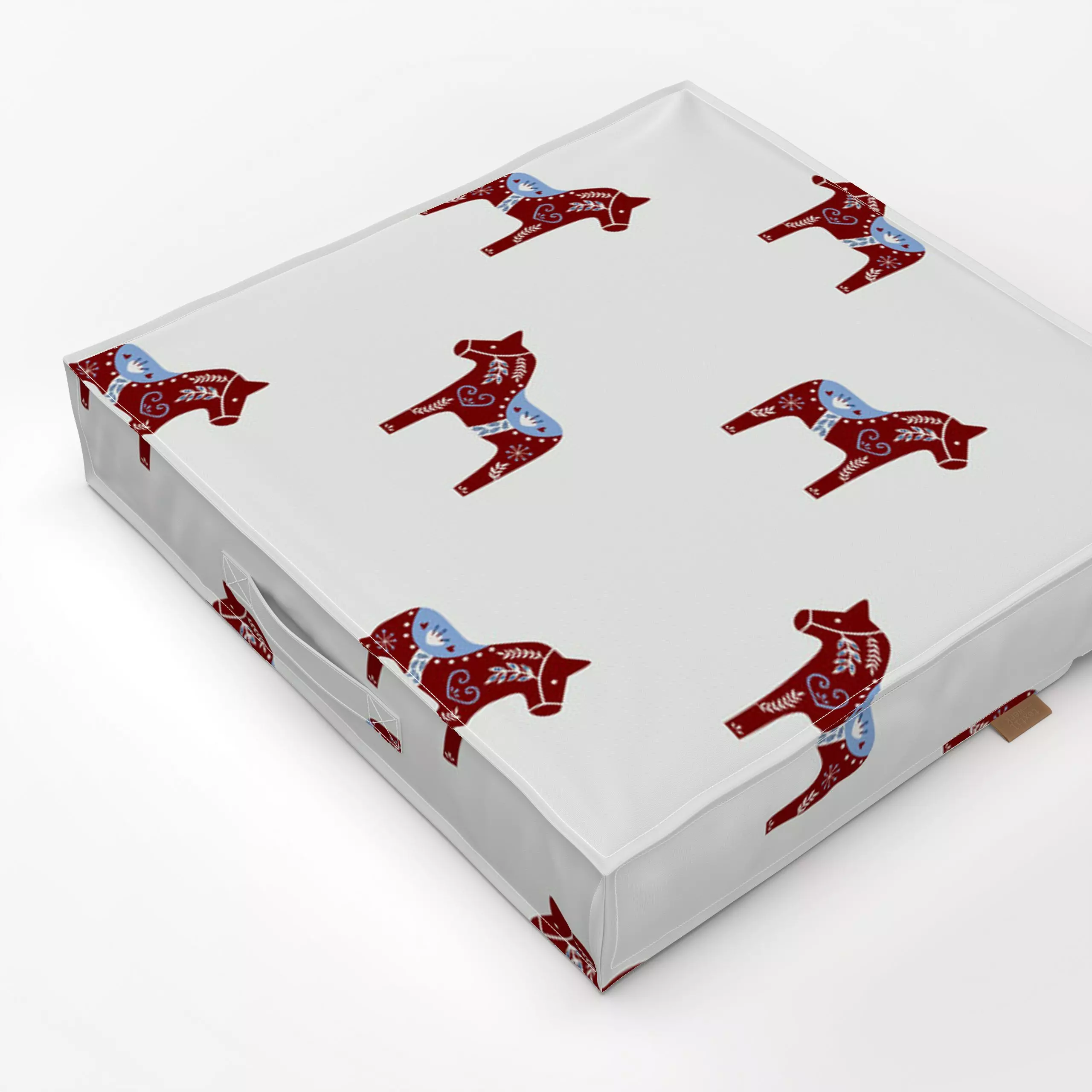 Bodenkissen Muster Dalapferd - Weihnachten, Winter - von „Kerstin Ax"; Muster, skandinavisch, Hygge, Weihnachten, Winter, fo...